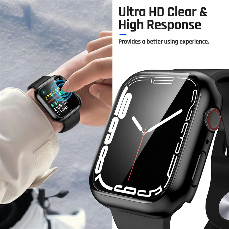 3PCS Tempered Glass+cover For  - đánh giá và giá Smartwatch Iphone Watches For Women